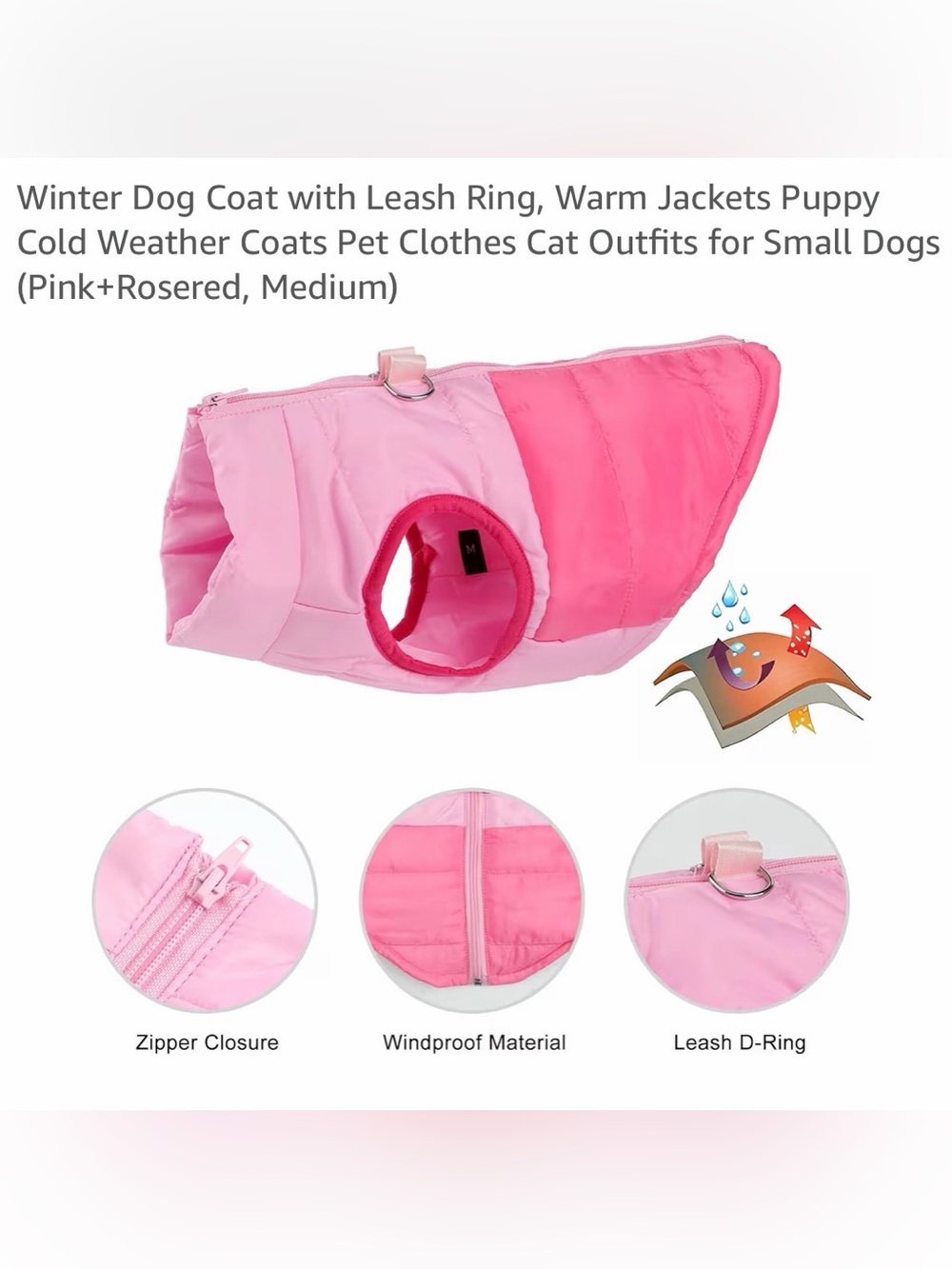 NWT Dog Puffer Vest Harness Coat - Picture 7 of 7